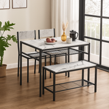 4 Pcs Dining Room Table with 2 Matching Chairs and Bench