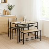 4 Pcs Dining Room Table with 2 Matching Chairs and Bench