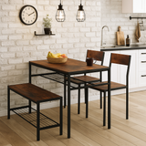 4 Pcs Dining Room Table with 2 Matching Chairs and Bench