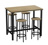 5pc Industrial Bar Table And Stools Set
