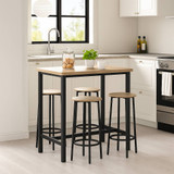 5pc Industrial Bar Table And Stools Set