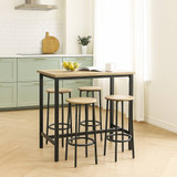 5pc Industrial Bar Table And Stools Set