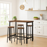 5pc Industrial Bar Table And Stools Set