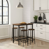 5pc Industrial Bar Table And Stools Set