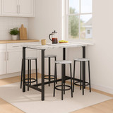 5pc Industrial Bar Table And Stools Set
