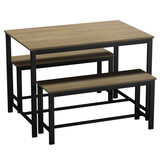 3 Pcs Dining Room Table with 2 Matching Benches