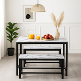 3 Pcs Dining Room Table with 2 Matching Benches