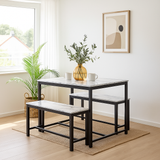 3 Pcs Dining Room Table with 2 Matching Benches