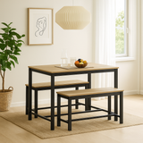 3 Pcs Dining Room Table with 2 Matching Benches
