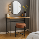 Brown Faux Leather Round Stool