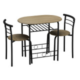 3 Pcs Dining Table and 2 Chairs Kitchen Furniture Set