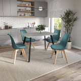 110cm Modern Florence Dining Table and 4 Bergen Chairs Set