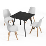 80cm Modern Florence Dining Table and 4 Bergen Chairs Set
