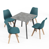 80cm Modern Florence Dining Table and 4 Bergen Chairs Set