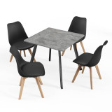 80cm Modern Florence Dining Table and 4 Bergen Chairs Set