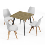 80cm Modern Florence Dining Table and 4 Bergen Chairs Set