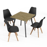 80cm Modern Florence Dining Table and 4 Bergen Chairs Set