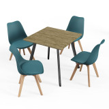 80cm Modern Florence Dining Table and 4 Bergen Chairs Set