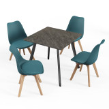80cm Modern Florence Dining Table and 4 Bergen Chairs Set