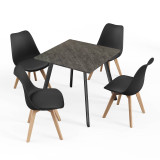 80cm Modern Florence Dining Table and 4 Bergen Chairs Set