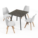 80cm Modern Florence Dining Table and 4 Bergen Chairs Set