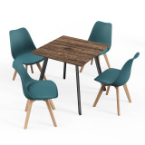 80cm Modern Florence Dining Table and 4 Bergen Chairs Set