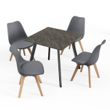 80cm Modern Florence Dining Table and 4 Bergen Chairs Set
