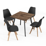 80cm Modern Florence Dining Table and 4 Bergen Chairs Set
