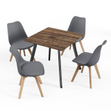 80cm Modern Florence Dining Table and 4 Bergen Chairs Set
