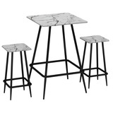 3 Pcs Square Breakfast Bar Table Set w/ 2 Stools