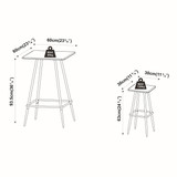 3 Pcs Square Breakfast Bar Table Set w/ 2 Stools