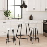 3 Pcs Square Breakfast Bar Table Set w/ 2 Stools