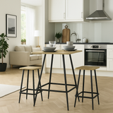 3 Pcs Square Breakfast Bar Table Set w/ 2 Stools