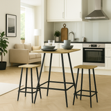 3 Pcs Square Breakfast Bar Table Set w/ 2 Stools