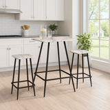 3 Pcs Square Breakfast Bar Table Set w/ 2 Stools