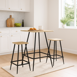 3 Pcs Square Breakfast Bar Table Set w/ 2 Stools