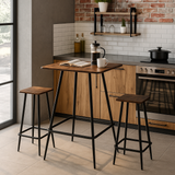 3 Pcs Square Breakfast Bar Table Set w/ 2 Stools