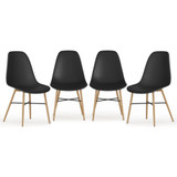TROMSO Scandinavian Dining Chair w/ Wood Effect Metal Legs