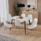 TROMSO Scandinavian Dining Chair w/ Wood Effect Metal Legs
