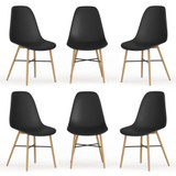 TROMSO Scandinavian Dining Chair w/ Wood Effect Metal Legs