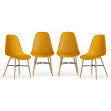 TROMSO Scandinavian Dining Chair w/ Wood Effect Metal Legs