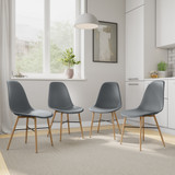 TROMSO Scandinavian Dining Chair w/ Wood Effect Metal Legs