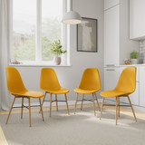 TROMSO Scandinavian Dining Chair w/ Wood Effect Metal Legs