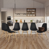 TROMSO Scandinavian Dining Chair w/ Wood Effect Metal Legs