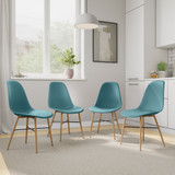 TROMSO Scandinavian Dining Chair w/ Wood Effect Metal Legs