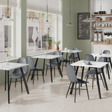 TROMSO Scandinavian Dining Chair w/ Wood Effect Metal Legs