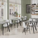 TROMSO Scandinavian Dining Chair w/ Wood Effect Metal Legs