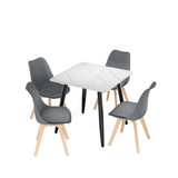 5-Piece Dining Set - 110cm Rectangular Sintered Stone Table and 4 Tulip Chairs with Wooden Legs