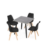 5-Piece Dining Set - 110cm Rectangular Sintered Stone Table and 4 Tulip Chairs with Wooden Legs