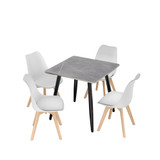 5-Piece Dining Set - 110cm Rectangular Sintered Stone Table and 4 Tulip Chairs with Wooden Legs